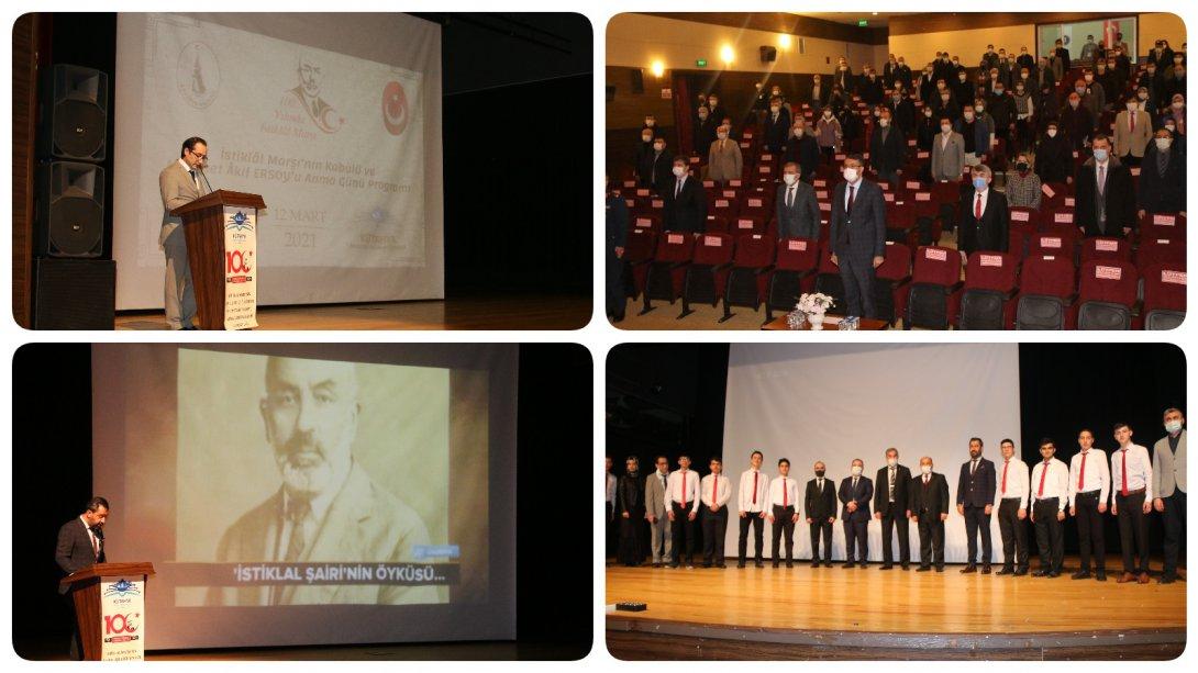İstiklal Marşı'nın 100. Yılı ve Mehmet Akif Ersoy'u Anma Programı Hezar Dinari Kültür Merkezinde Yapıldı
